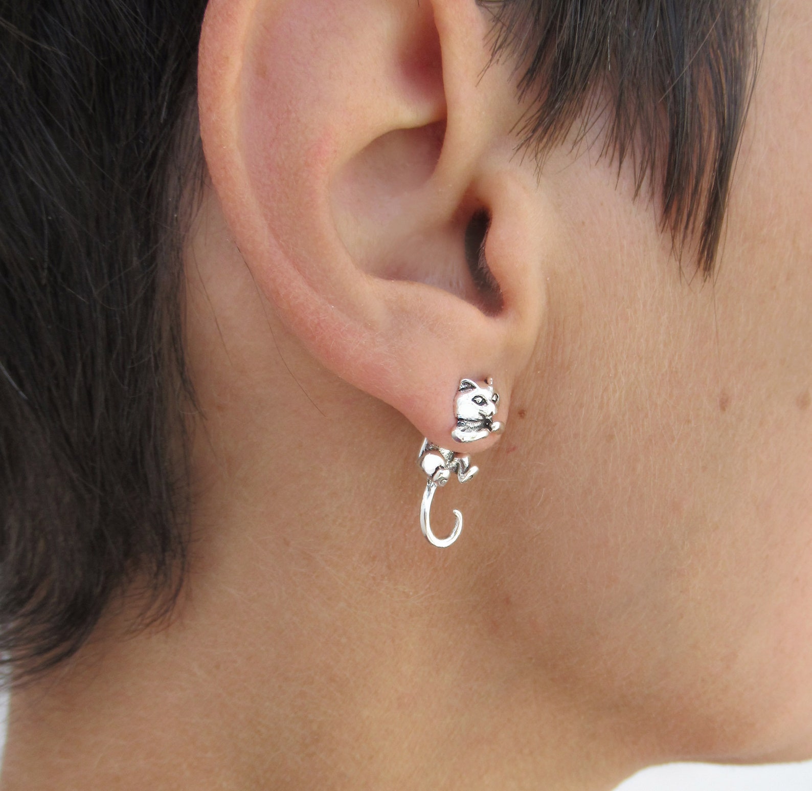 Cat Earrings Front back stud earrings Double side stud Etsy