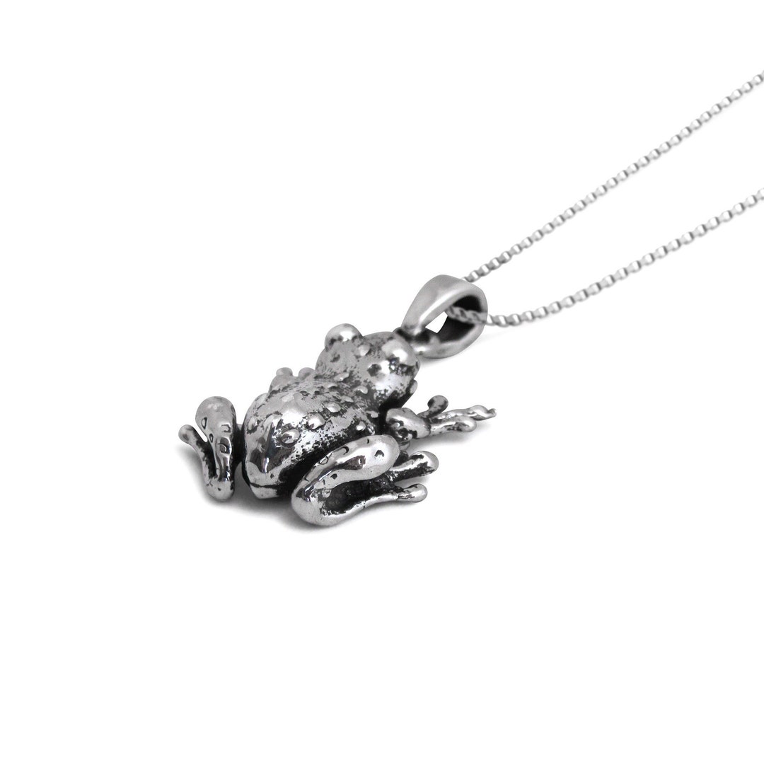 Articulated Frog Necklace Pendant Made in Sterling Silver Etsy