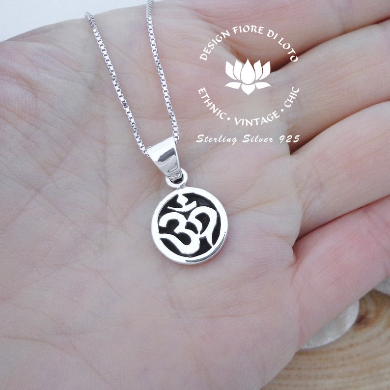 Sterling silver om pendant Aum necklace Sacred jewelry Pendant for buddhist Aum charm Yoga gift Aum necklace Spiritual jewelry Yoga jewelry