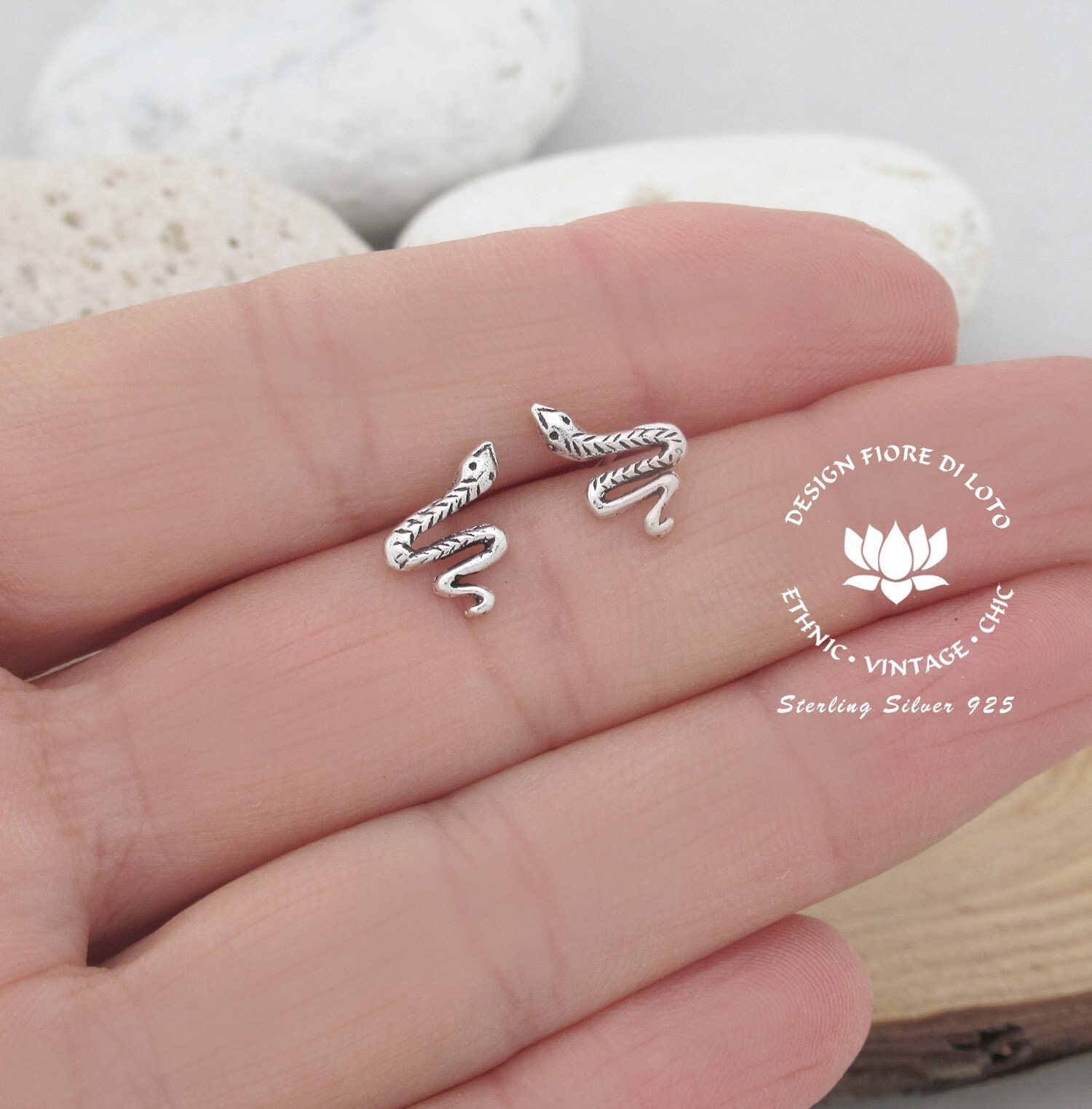 Dainty Snake Stud earrings, Sterling silver tiny earrings, Snake Jewe…