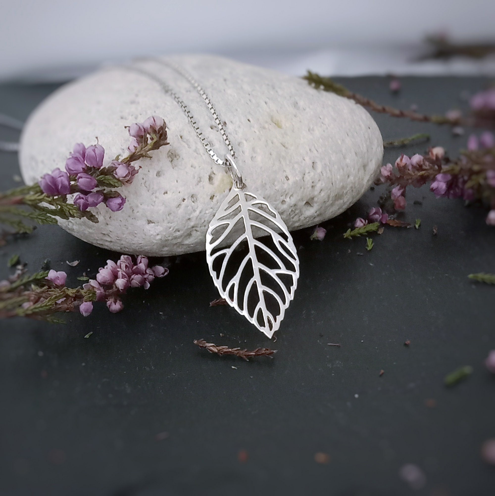 Simple delicate Stencil leaf pendant necklace in Sterling silver,Minimalist Leaf jewelry, Nature inspired jewelry for her, Everyday necklace