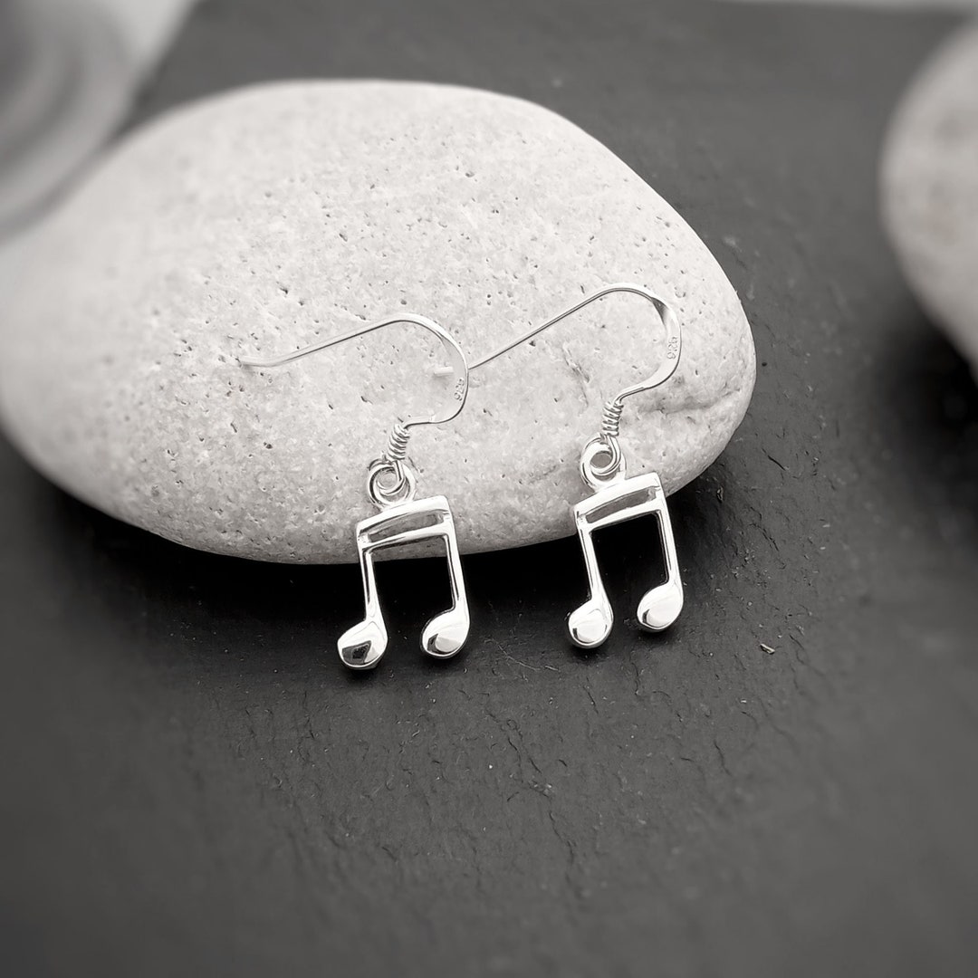 Music Note Dangle Earrings Made in 925 Sterling Silver Etsy