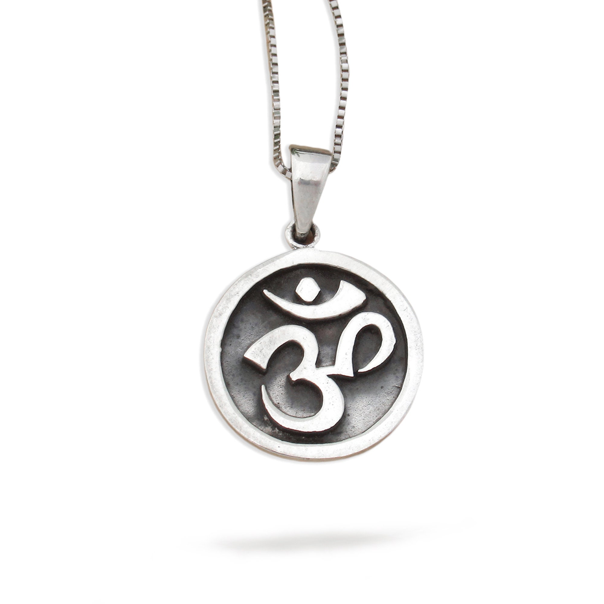 Sterling Silver Oxydized Om Round Coin Medallion Sacred Om - Etsy