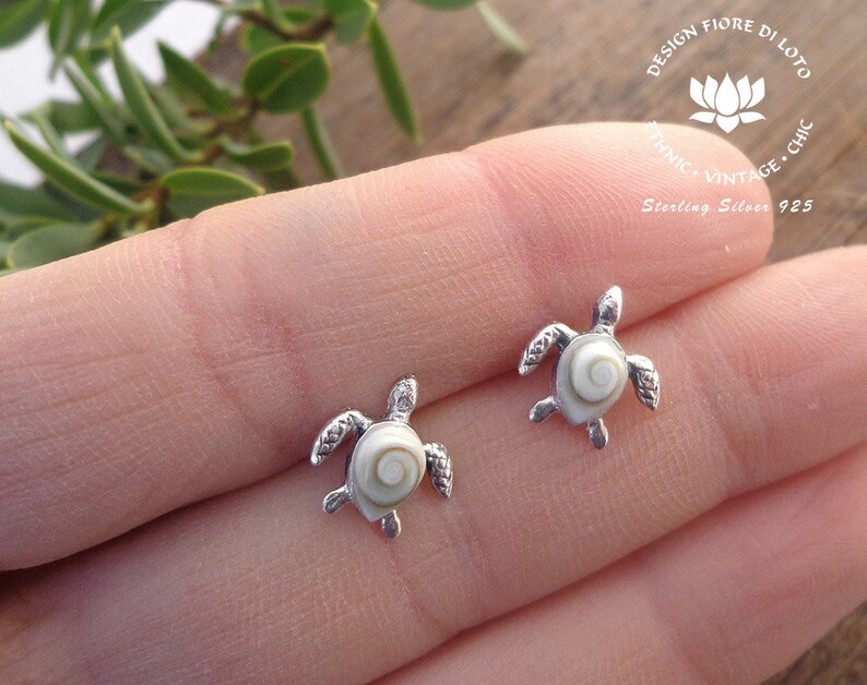Plata mar tortuga studs Tortuga pendientes tortuga joyería sea image 6