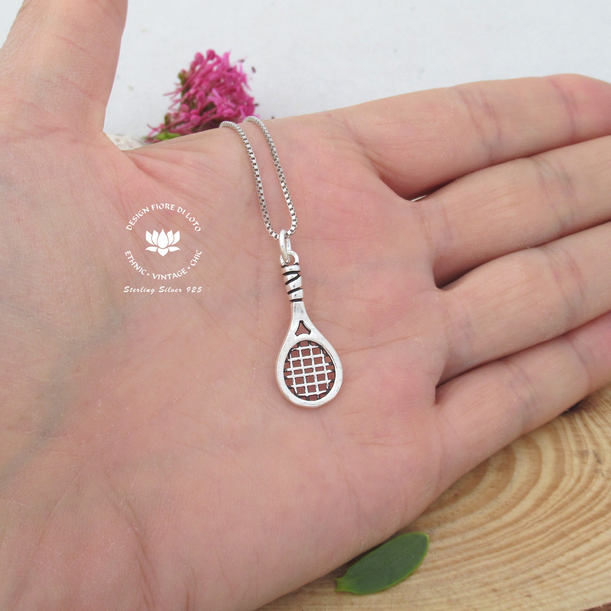 Tennis racket necklace Sterling silver tennis pendant Tennis Etsy