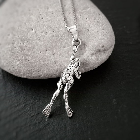 Jumping Frog Charm Sterling Silver Antiqued Finish Jumping Frog Charm Sterling Silver Antiqued Finish