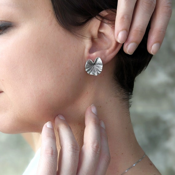 Orecchini A Perno In Argento 925 A Forma Di Foglia - Eleganti Gioielli Minimal Per Donne E Ragazze - 12x8 Mm, Con Sacchetto In Velluto Belons