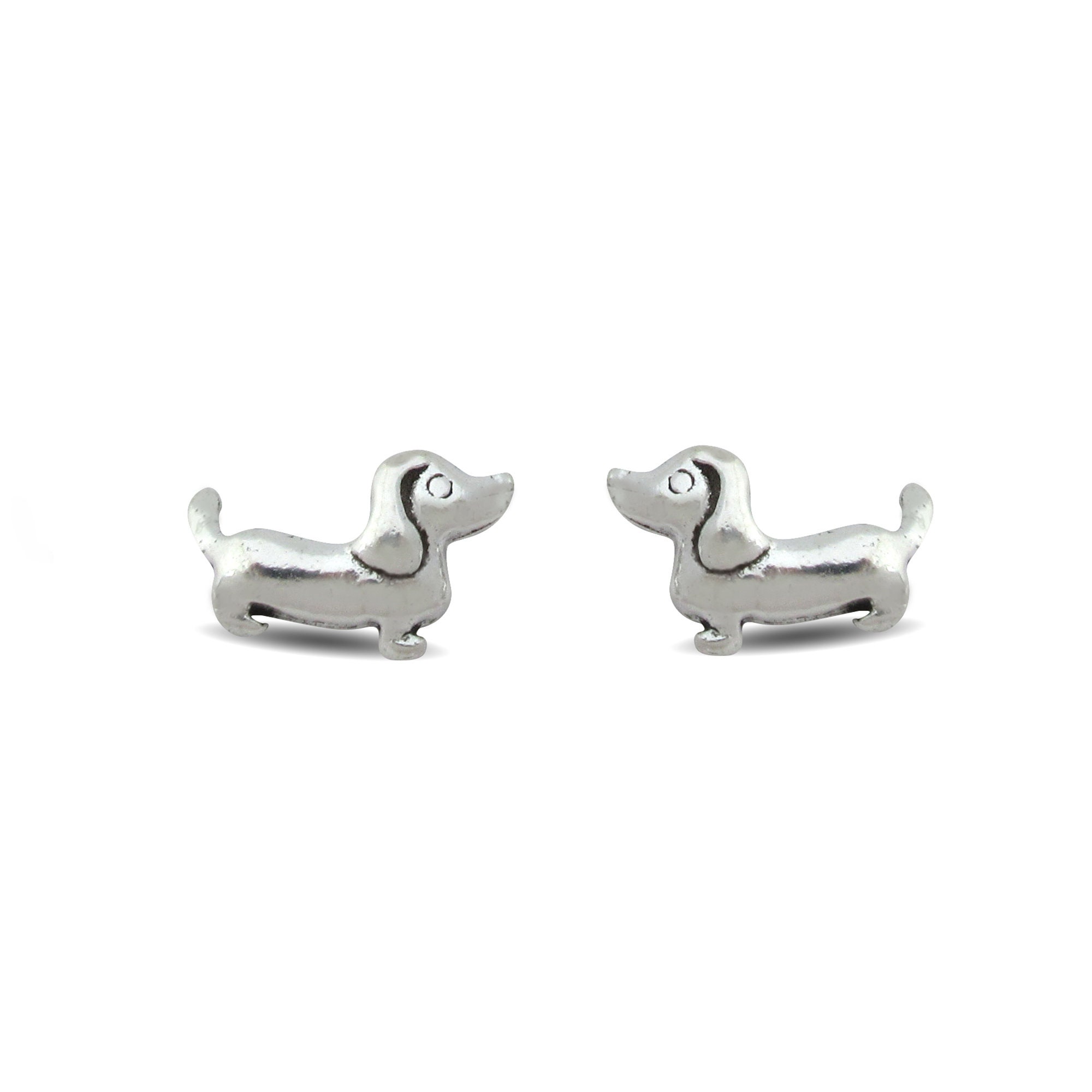 Sterling silver Tiny Dachshund Stud Earrings, Sausage dog small Earri…