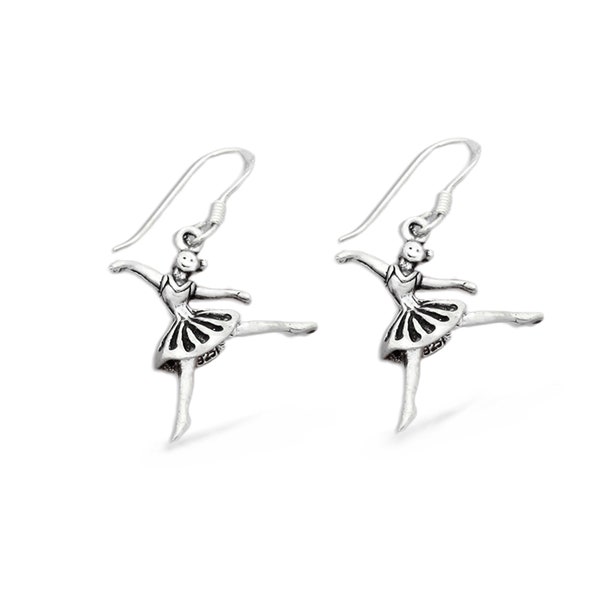 Boucles d'oreilles ballerines 3D en argent sterling, bijoux de danseuse, cadeau d'anniversaire de fille, cadeau de bijoux de ballet