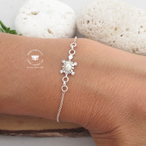 Sterling Silver Adjustable Turtle Bracelet: Shiva Eye Shell jewelry, Turtle lovers