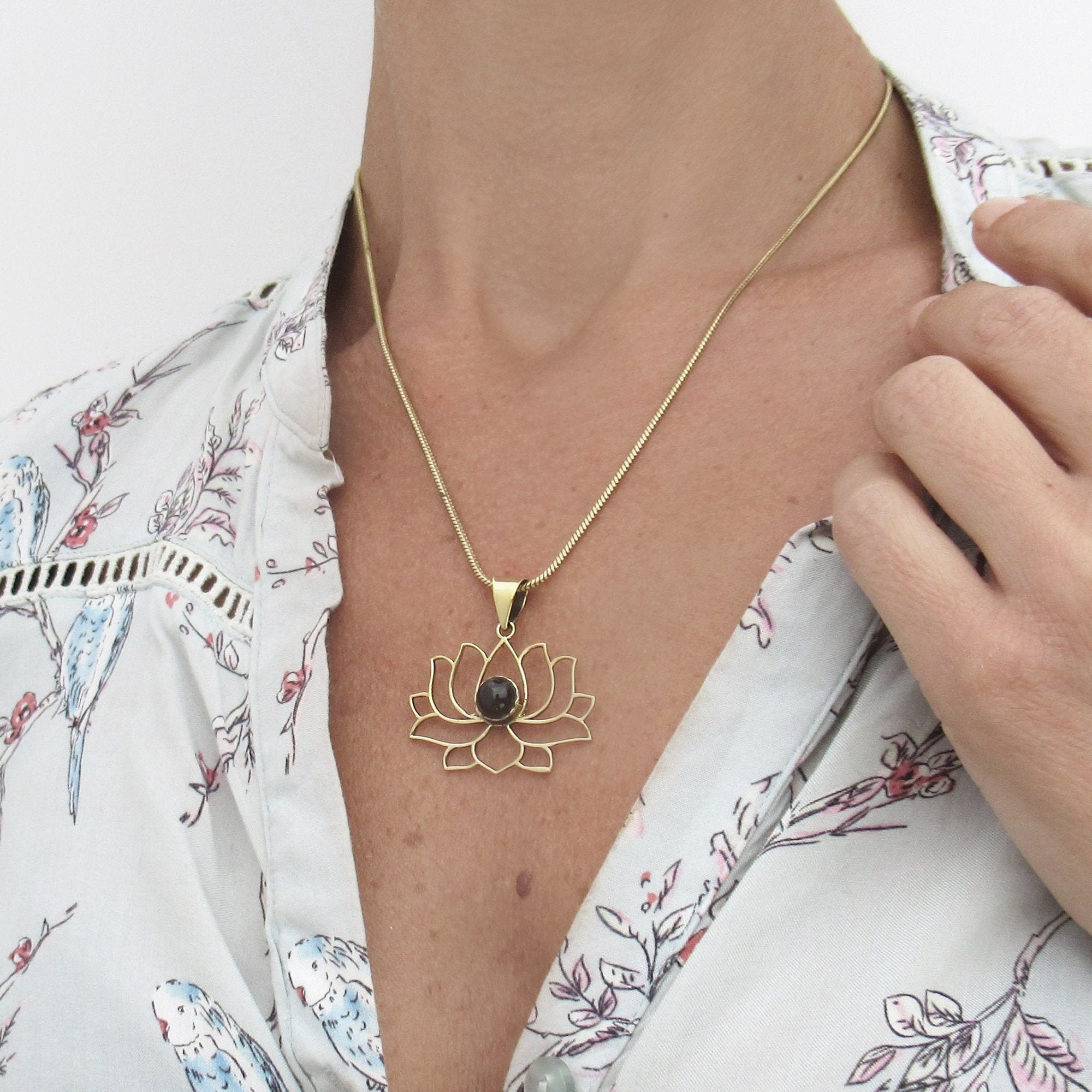 Inscribed onyx lotus