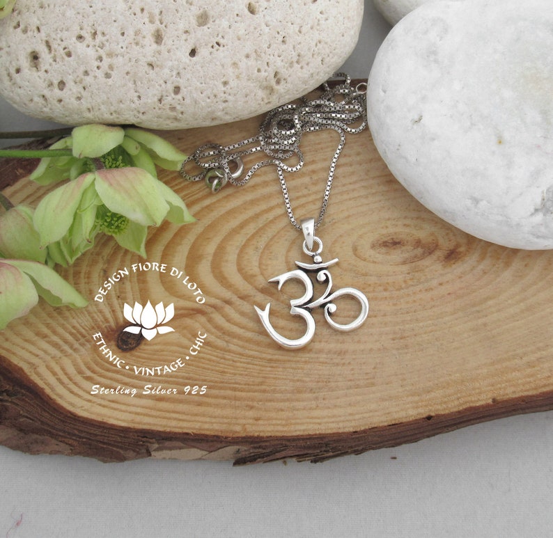 Small Om charm Mantra necklace Meditation Yoga lover gift Spiritual Buddhist jewelry Sterling silver Om symbol pendant