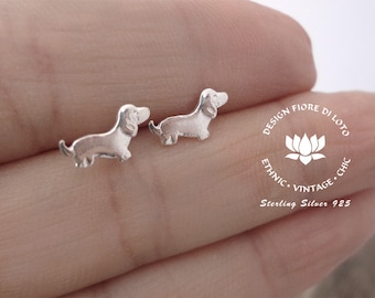Sterling Silver Dachshund Studs Dog Lovers Dog Jewellery Small Dog Studs Sausage dog English Badger Dog Teckel Dog Earrings Dog Person
