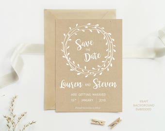 rustic save the date save the date calendar kraft save the etsy