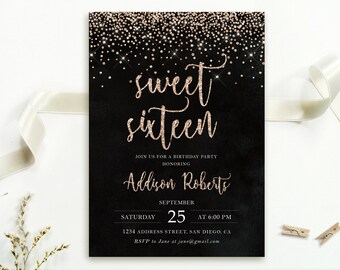 black gold invite etsy