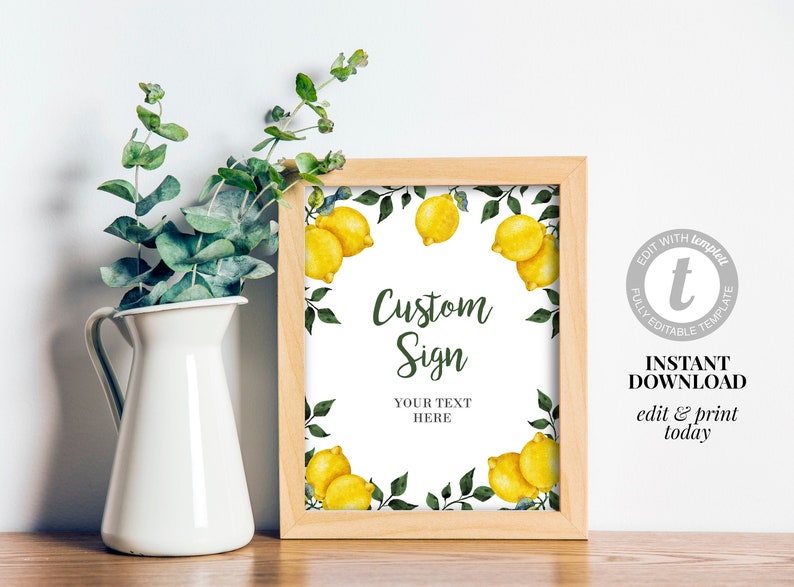 Editable Sign Summer bridal shower sign PRINTABLE 001 Lemon Bridal Shower Sign