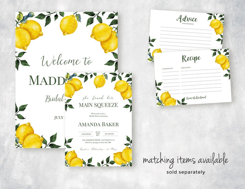 Editable Sign Summer bridal shower sign PRINTABLE 001 Lemon Bridal Shower Sign