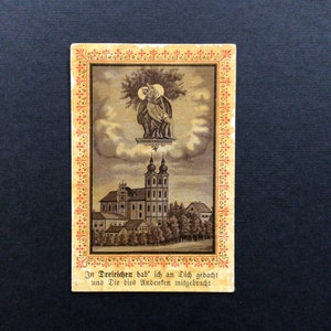 Antike Gebetskarten, europäische Zahlkarte von 1910, antike heilige Karte, Zahlkarte, viktorianische katholische Gebetskarte, religiöses Ephemera