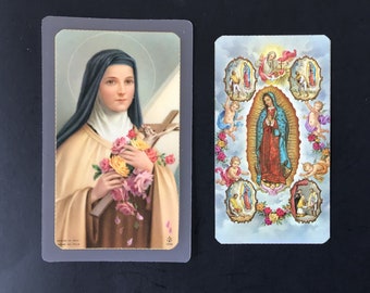 Vintage gebedskaarten Mother Mary en St. Teresa - Catholic Art Prints