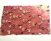 Vintage Embroidery Strip, Red Flower Appliqué, 10x6.5 Flower Sew On Patch, Fabric Square, Embroidered Fabric Decoration, Quilting Appliqués