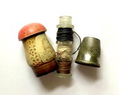 Antique Thimble Holder Sewing Etui Kit From Europe, Vintage Sewing Notions, Sewing Ephemera, Vintage Sewing Collectibles