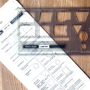 Radio Shack logische Flussdiagramm Vorlage, TRS-80 Vintage Entwurfs Werkzeug, 1980er Jahre Geeky Geschenke, Vintage Math Werkzeug, Vintage Wissenschaft Werkzeug, Hergestellt in den USA