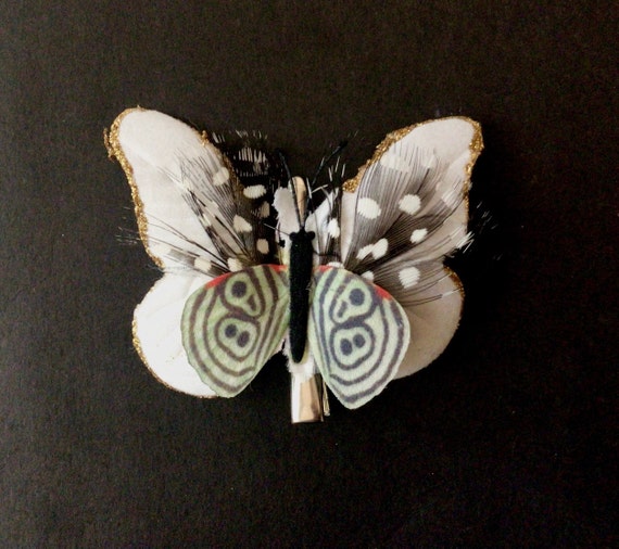 Butterfly Hair Clip, Small 1970s French Hair Slid… - image 3