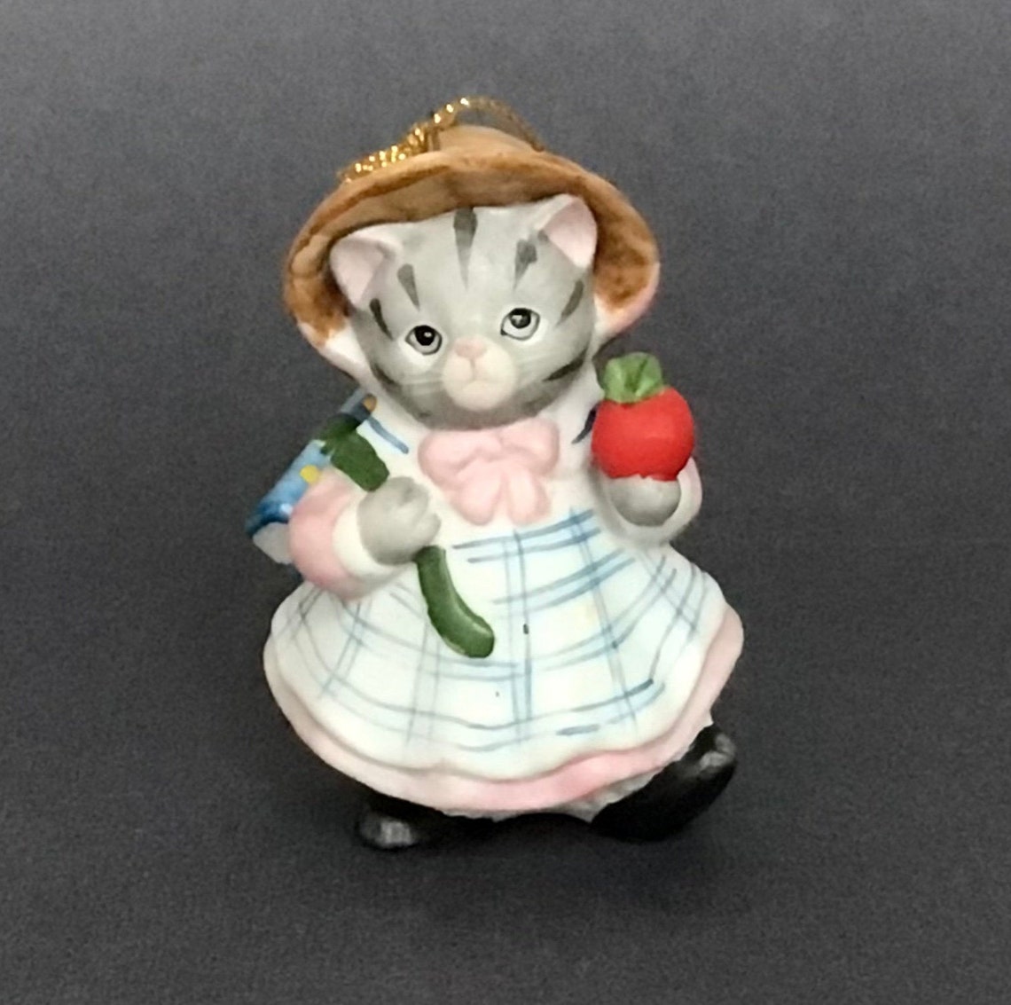 Vintage Cat Ornament Kitty Cucumber Small Cat Figurine 1980s Etsy