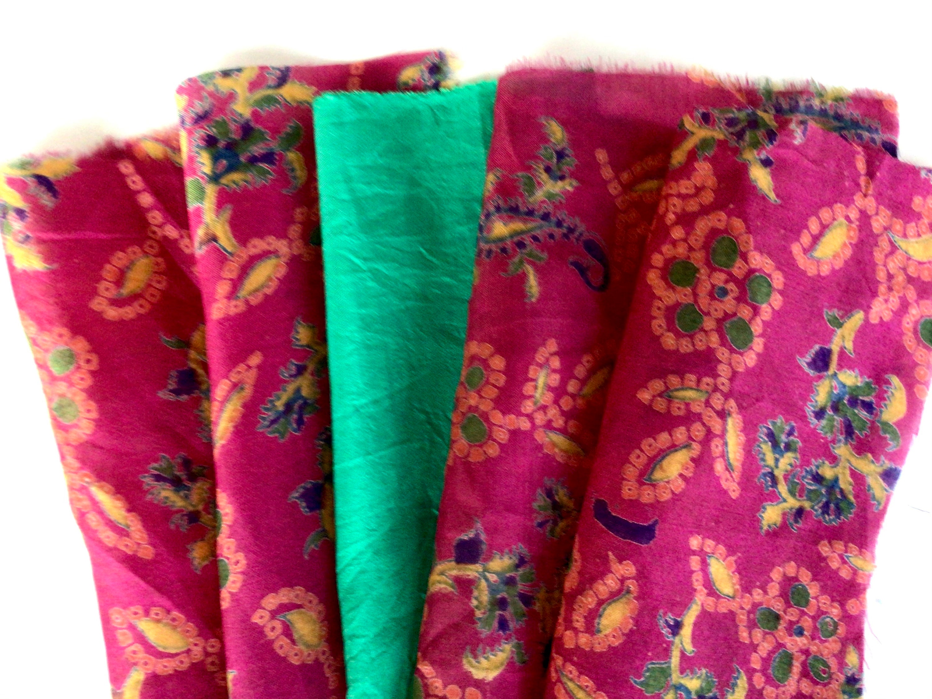 5 Vintage Fabric Squares 6x6 PreCut Silk Fabric Squares Etsy