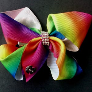 Rainbow Tie Dye Hair Bow Clip, 1980s Small Fabric Hair Clip, Hair Slide, Rhinestone Hair Bow Hair Barrette, Retro Women‘s Hair Accessories