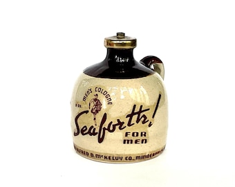 Vintage Seaforth Stoneware Cologne Bottle, Empty Vanity Accessory