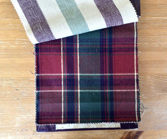 Vintage Fabric Swatch Book, 29 Woven Plaids & Stripes Squares