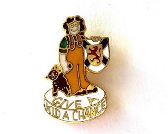 Vintage Pin Give A Kid A Chance Lapel Pin, Canada Kids Brooch Small Vintage Enamel Lapel Pin, Kids Brooch Fundraiser Pin Vintage Brooch Pins