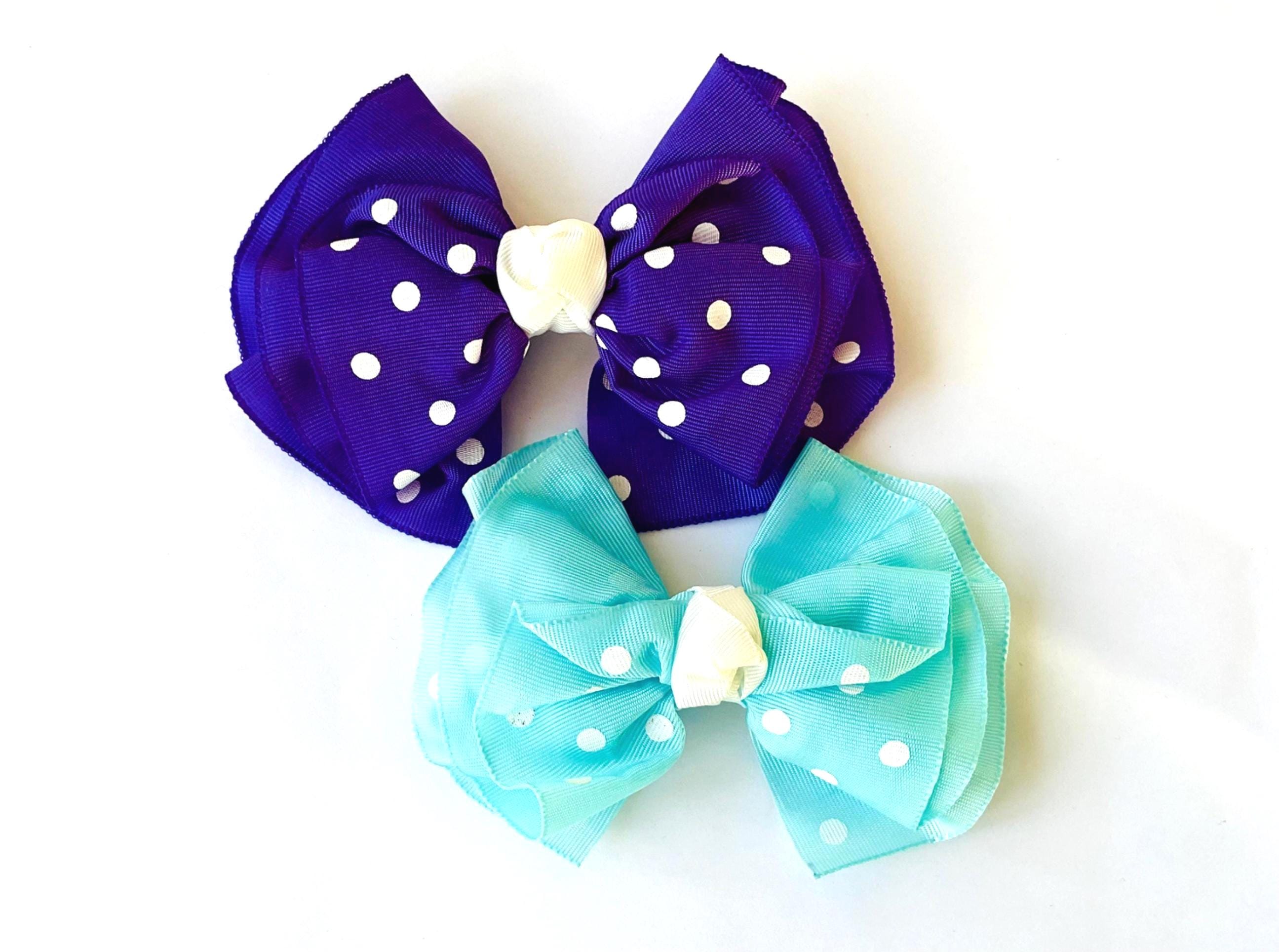 2 Fabric Hair Bows, 1980s Clipfrom France, Hair Barrette  display picture 2