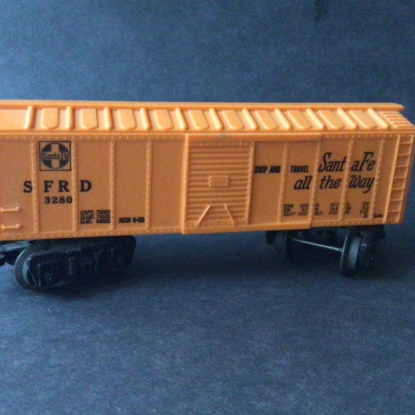 vintage HO Scale Marx Santa Fe SFRD 3281 Orange Box Car For HO Model Train 1960s Model Trains, Train Lover, Railroad Decor Miniature Train,