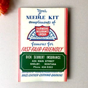 Vintage Needle Book, Vintage Sewing Needles, Retro Sewing Kit, Vintage Advertising Ephemera Sewing Notions Sewing Tools Sewist Old Sewing