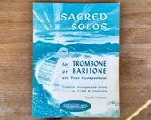 Vintage Sheet Music Sacred Solos for Trombone Or Baritone, 1960s Musicals Scores, Music Book Music Score, Gift For Music, Lover Piano