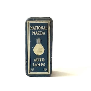 Vintage 1930s Mazda Auto Lamp Tin, Metal Storage Box, Car Memorabilia Automotive Collectibles, Old Metal Tin For Collector, National Mazda