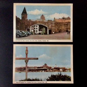 2 cartes postales canadiennes vintage, carte postale photo des années 1940, estampes vintage du Québec, photos anciennes du Canada, images vintage du Québec La Porte St Jean