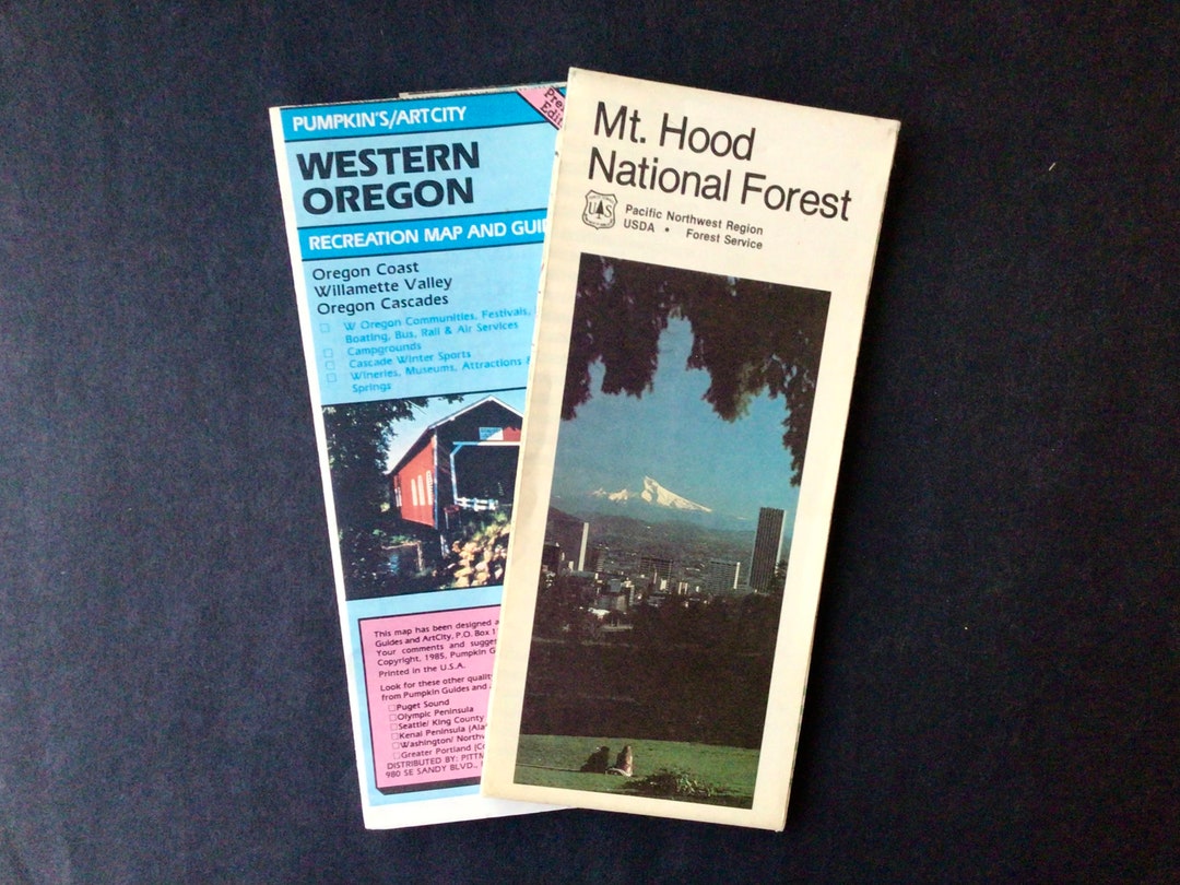 Vintage Oregon Map, Mt. Hood National Forest Map, Trail Map ...