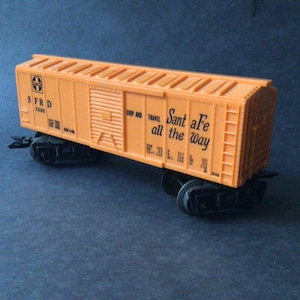 Vintage HO Scale Marx Santa Fe SFRD 3281 Orange Box Car For HO Model Train 1960s Model Trains, Train Lover, Railroad Decor Miniature Train,
