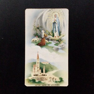 Prachtige vintage heilige kaart, katholieke gebedskaart moeder Maria, religieuze gebedskaart jaren 1960 gedrukt in Italië, vintage Saint Art Saint Picture