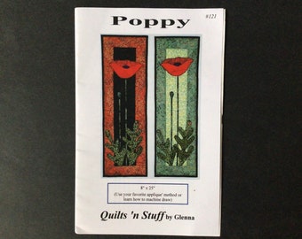 Flower Appliqué Quilt Pattern, 8” x 25” Wallhanging Quilt Pattern, Quilt Wall Art, Machine Draw, Quilting Instruction Vintage Quilt Design