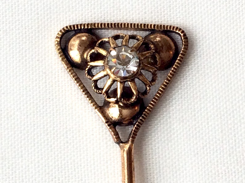 Art Deco Rhinestone Pin Antique Gold Pin Antique Hat Pins Gold Etsy
