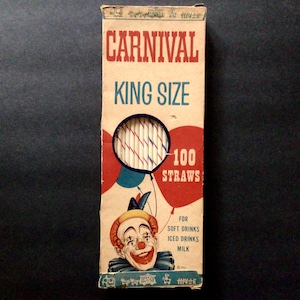 Vintage Carnival Paper Straws, 1963 Circus Decor, Vintage Ice Cream Parlor Decor, Made In USA, 60s Memorabilia, Vintage Home Decor Kitchen