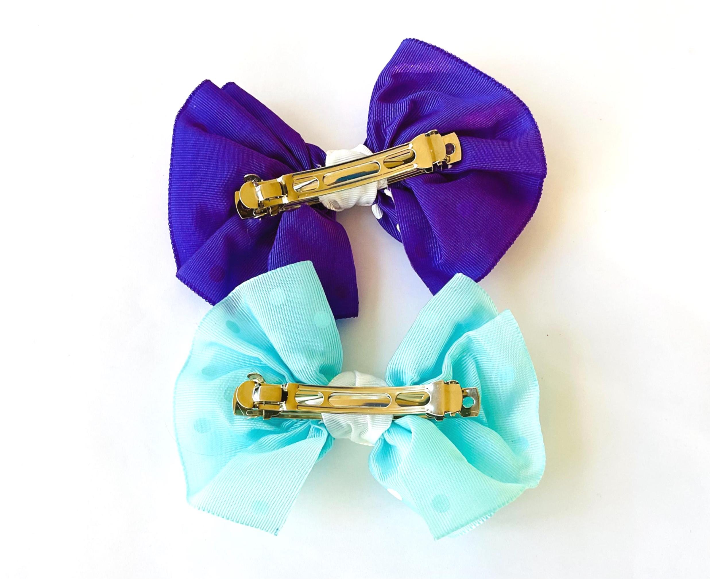 Early 1980s hair bow made in France ?? Vintage France Velvet Bow Hair Clip, Coquette Hair Bow  main image 2