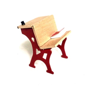 Miniature School Desk, Dollhouse Desk With Book Desk For Dollhouse School Tiny Desk Furniture For Dollhouse Wood & Metal Desk
