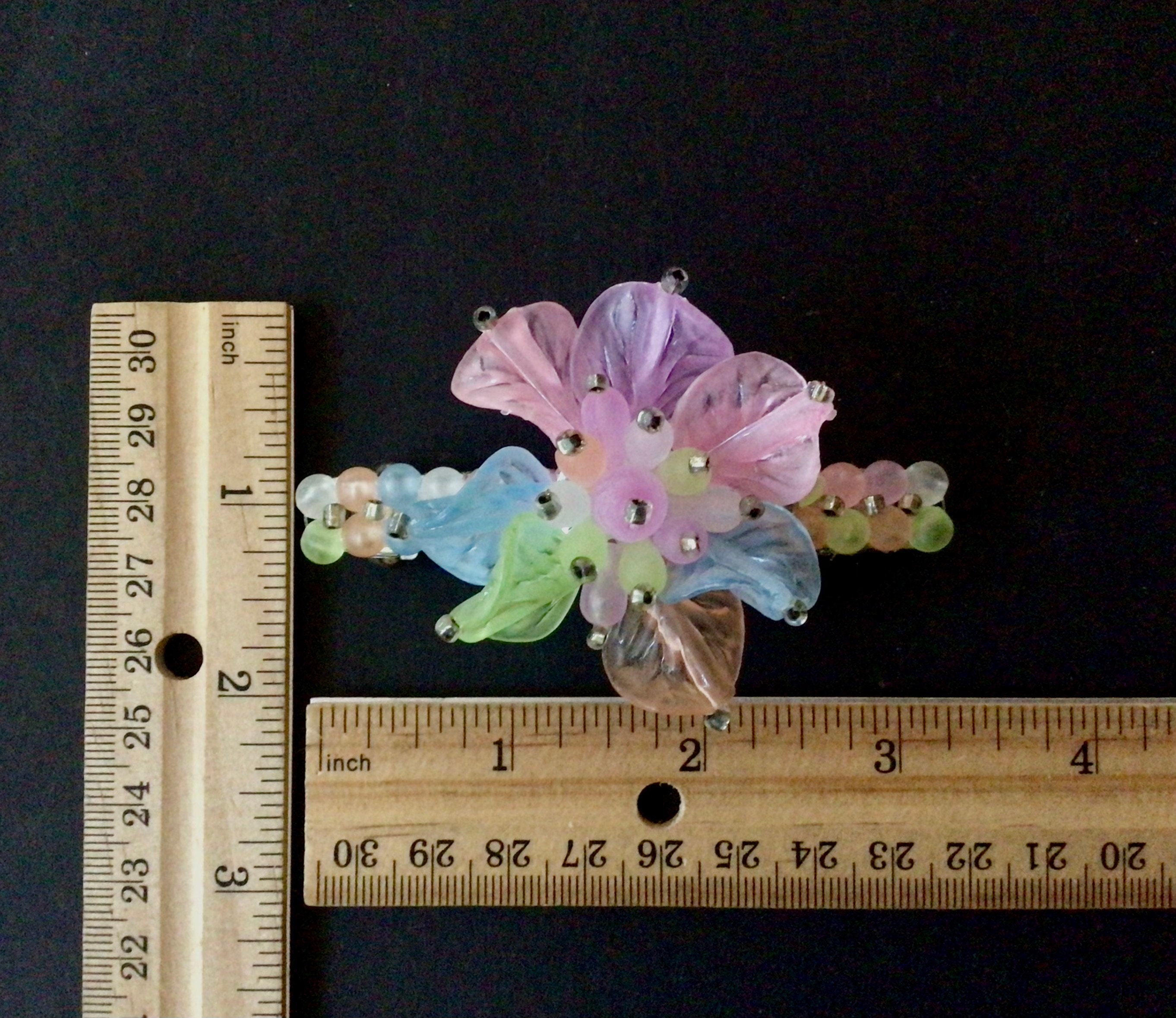 Vintage Lucite Flower Hair Barrette: Pastel French Hair 