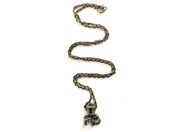 Silver Charm Necklace With Chain, Vintage Elephan… - image 2