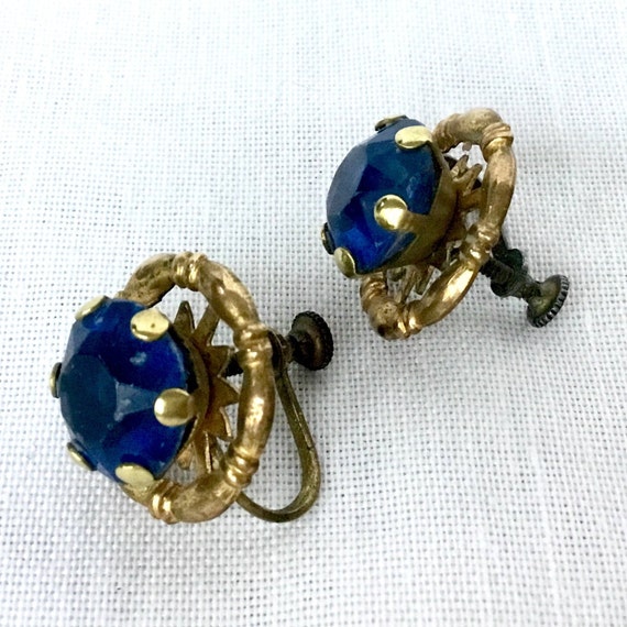 Button Earrings With Rhinestone, Vintage Statemen… - image 5